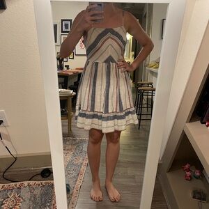 Shein Linen Blend Flutter Base Striped Dress size M